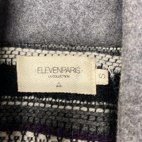 Eleven‎ Paris Women's Moto Wool Jacket Teofil Small Black Gray Purple - Picture 5 of 9